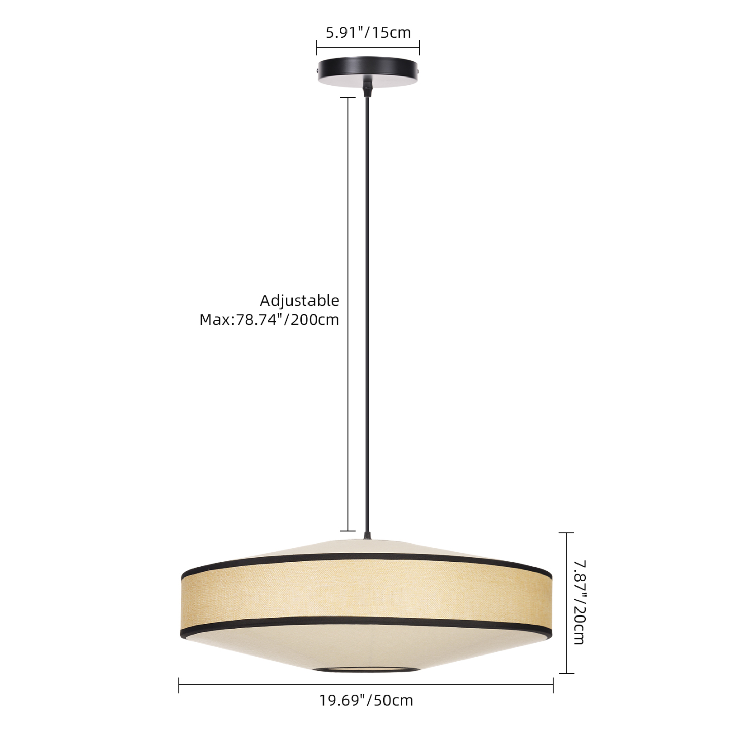 Japandi Fabric Drum Pendant Light Modern Linen Chandelier