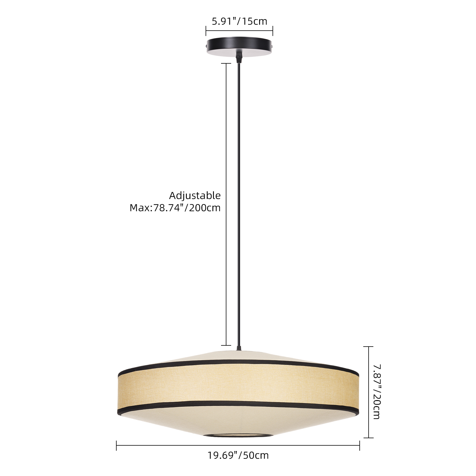 Japandi Fabric Drum Pendant Light Modern Linen Chandelier