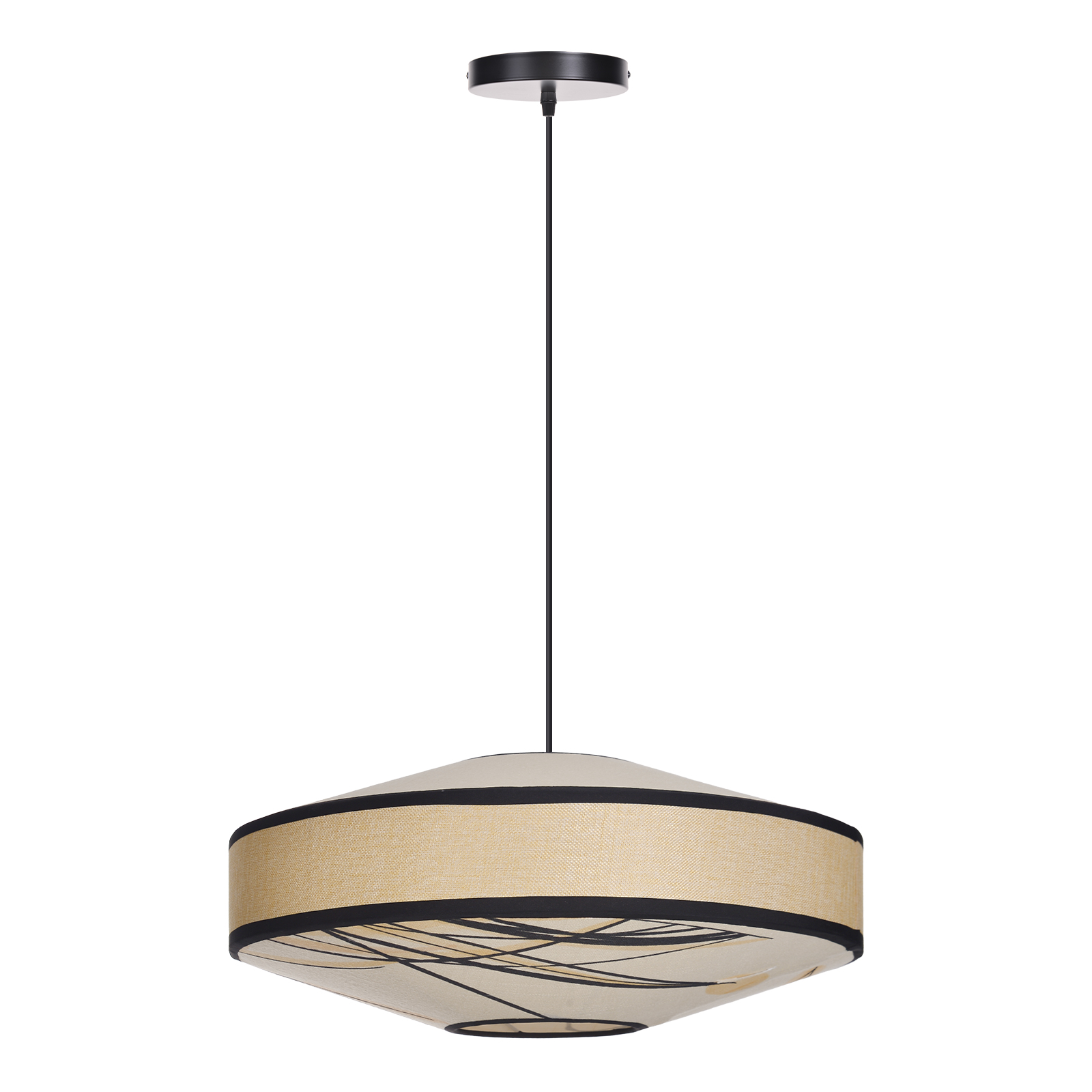 Japandi Fabric Drum Pendant Light Modern Linen Chandelier