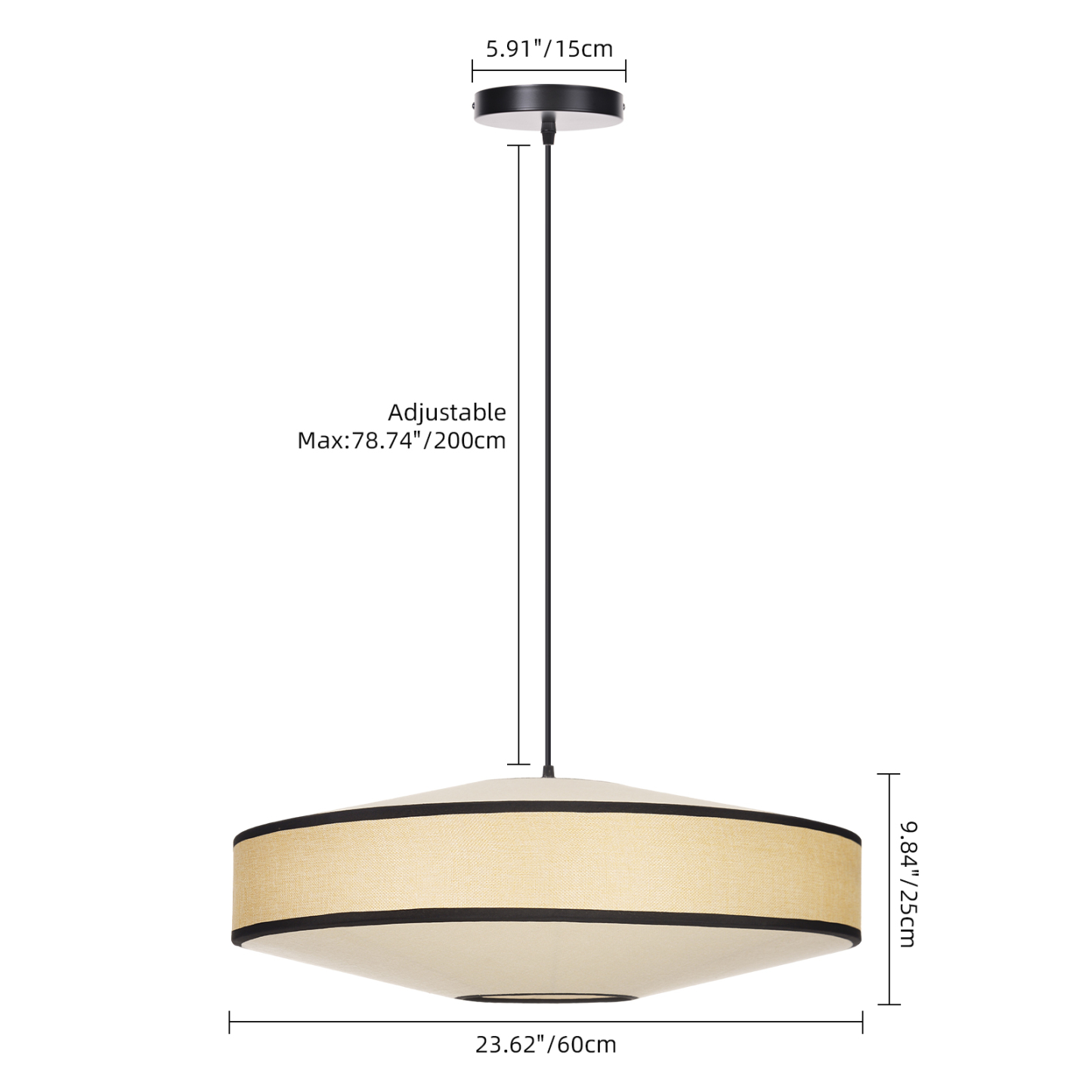 Japandi Fabric Drum Pendant Light Modern Linen Chandelier