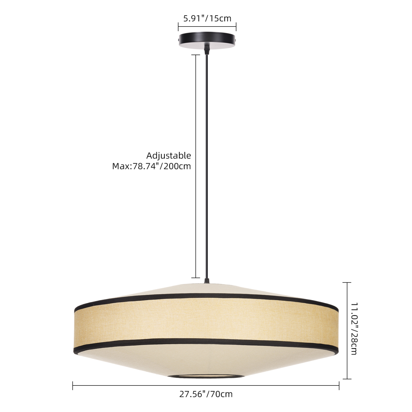 Japandi Fabric Drum Pendant Light Modern Linen Chandelier