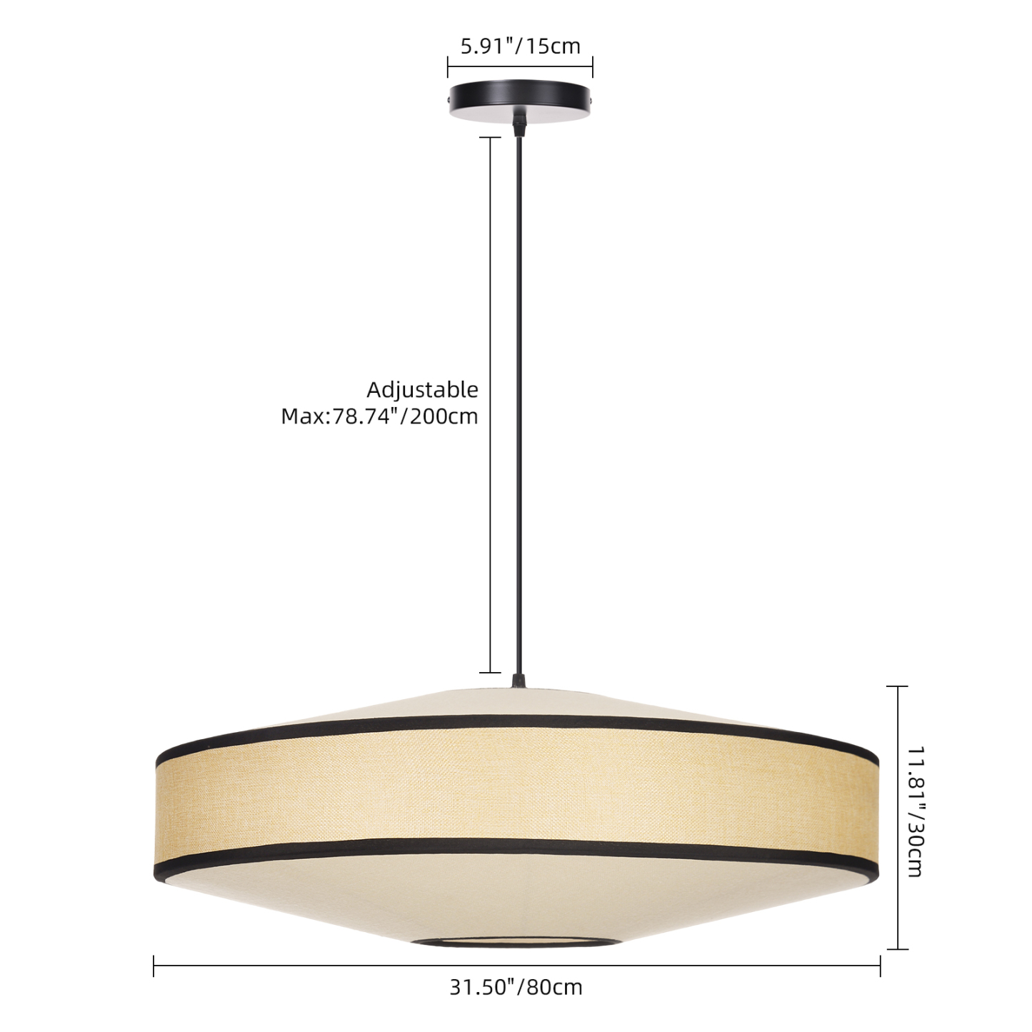Japandi Fabric Drum Pendant Light Modern Linen Chandelier