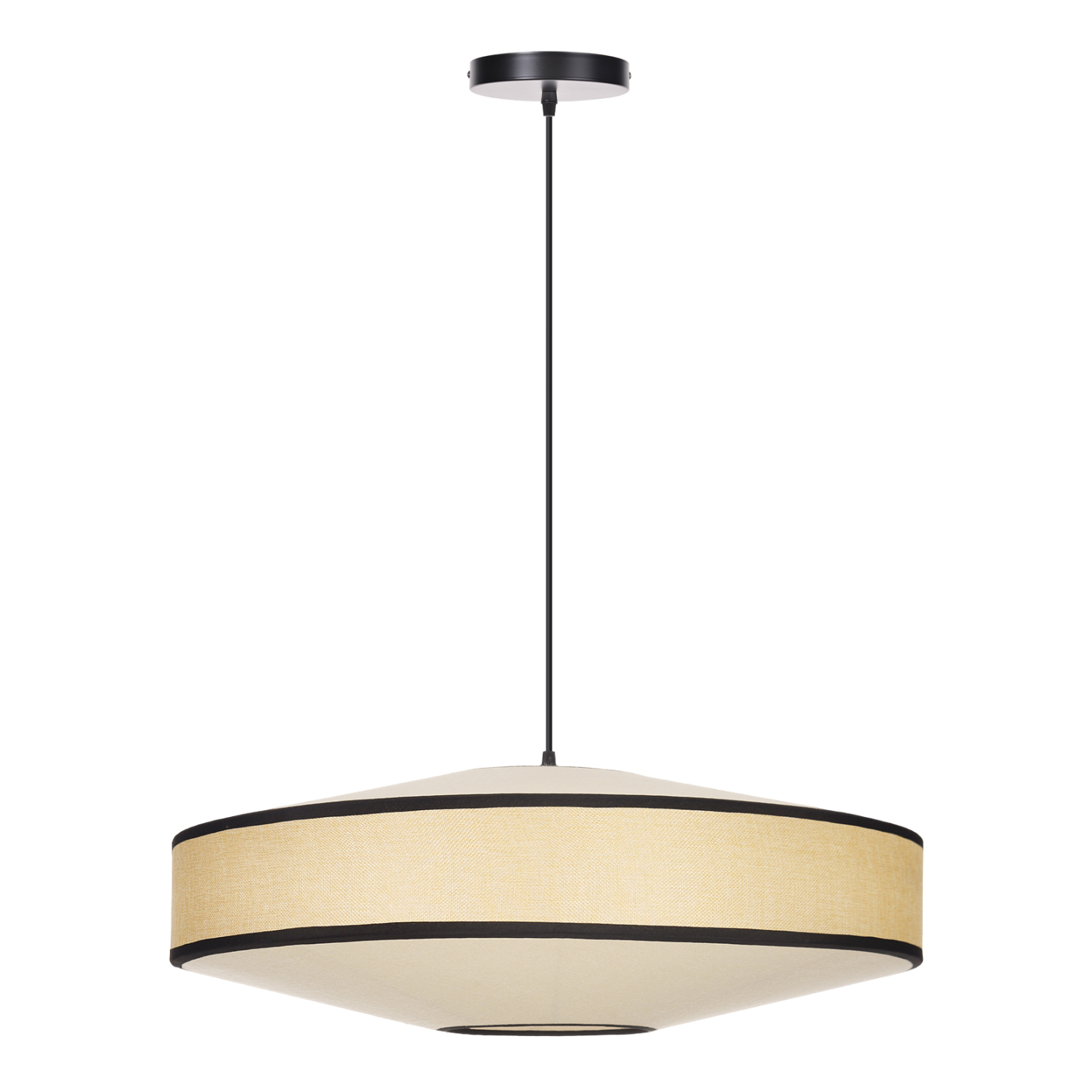 Japandi Fabric Drum Pendant Light Modern Linen Chandelier