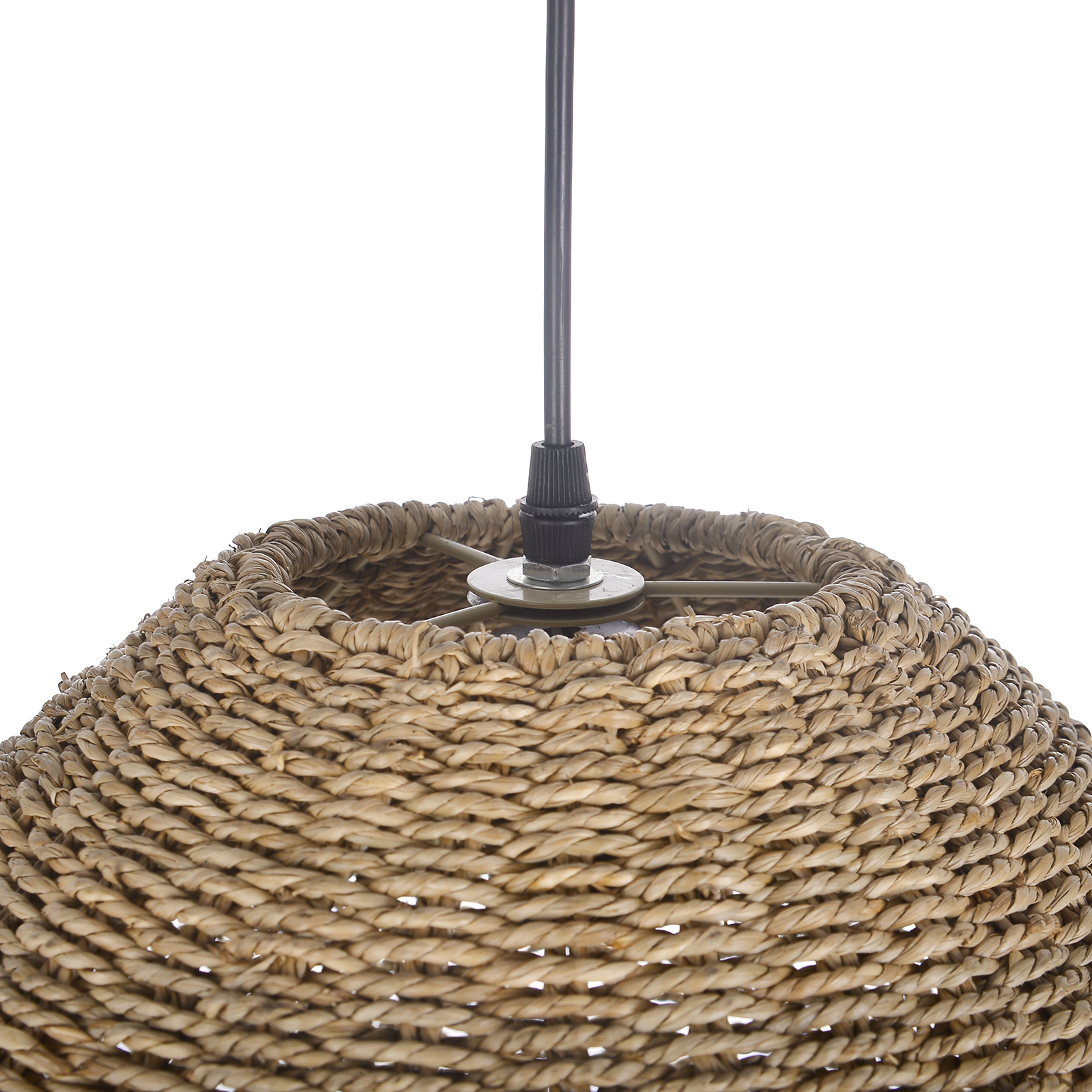 Farmhouse Coastal Boho Hanging Lamp with Handwoven Rattan Woven Pendant Light 