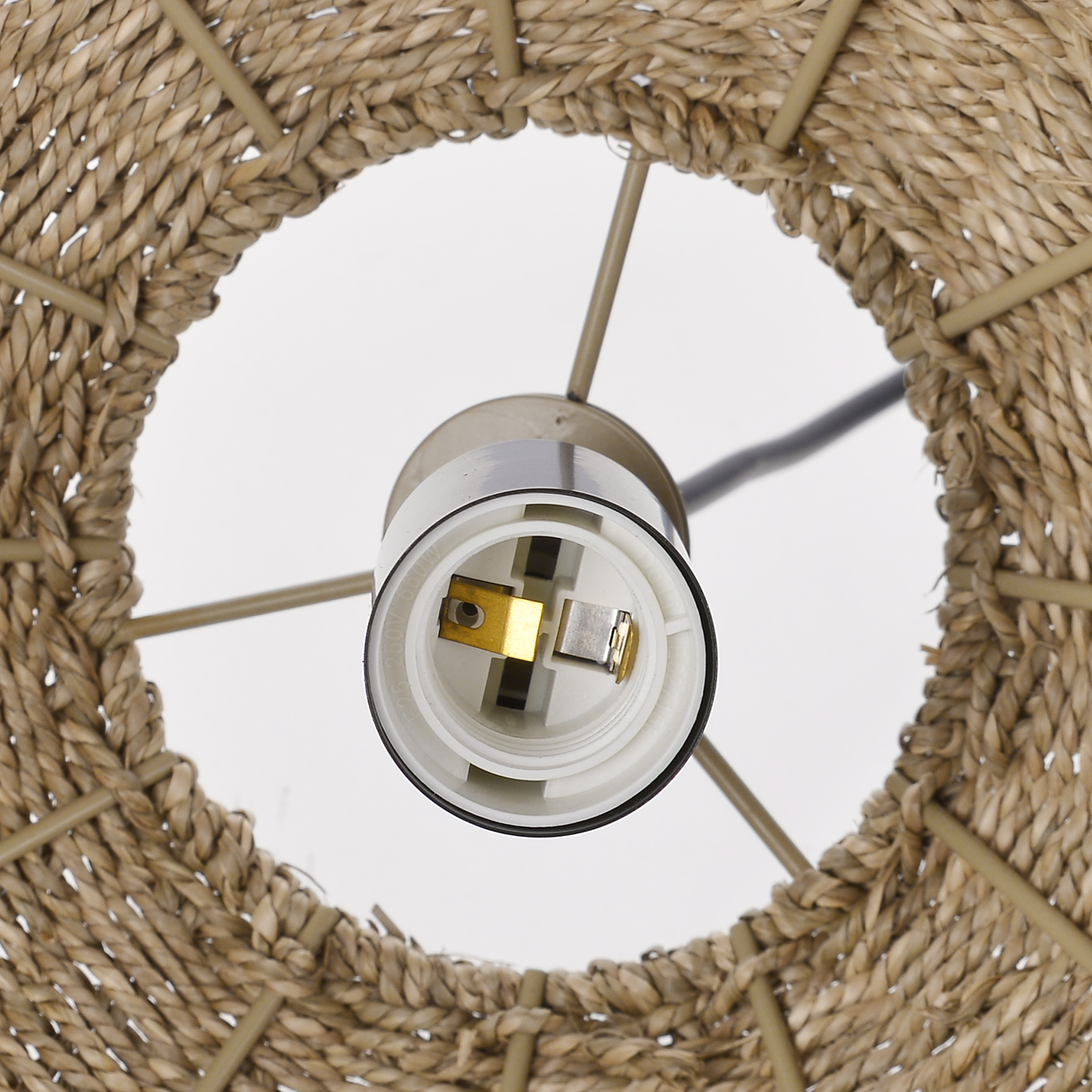 Farmhouse Coastal Boho Hanging Lamp with Handwoven Rattan Woven Pendant Light 