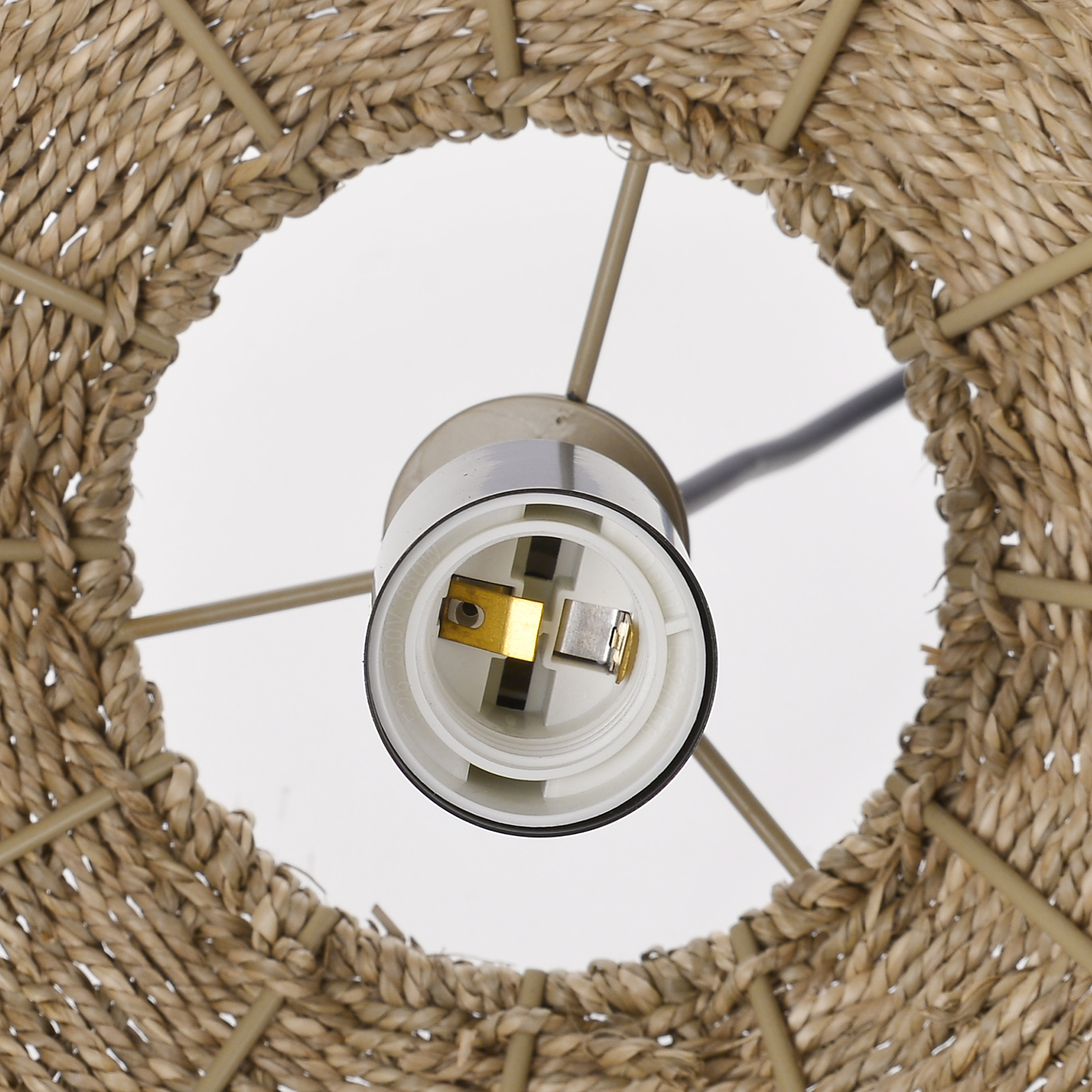 Farmhouse Coastal Boho Hanging Lamp with Handwoven Rattan Woven Pendant Light 