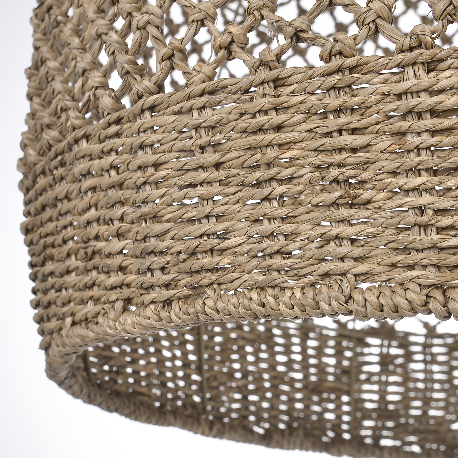 Farmhouse Coastal Boho Hanging Lamp with Handwoven Rattan Woven Pendant Light 