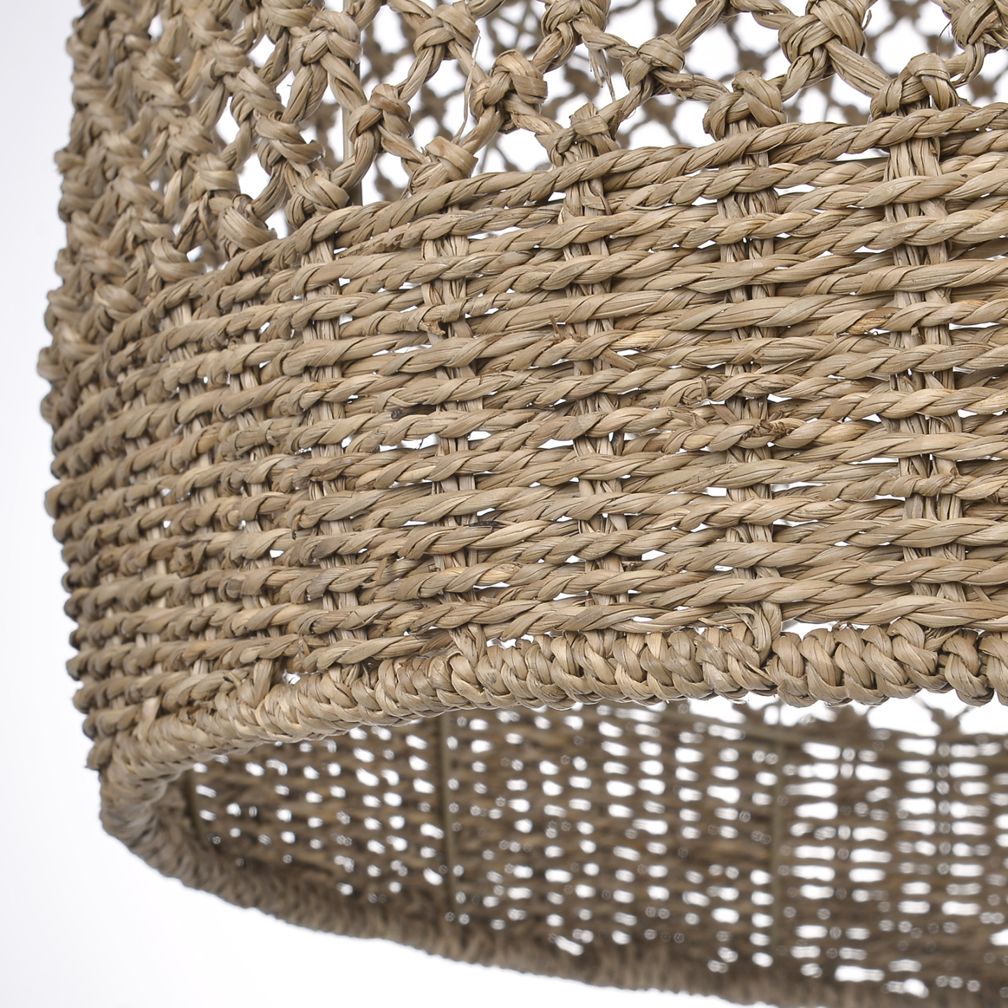 Farmhouse Coastal Boho Hanging Lamp with Handwoven Rattan Woven Pendant Light 