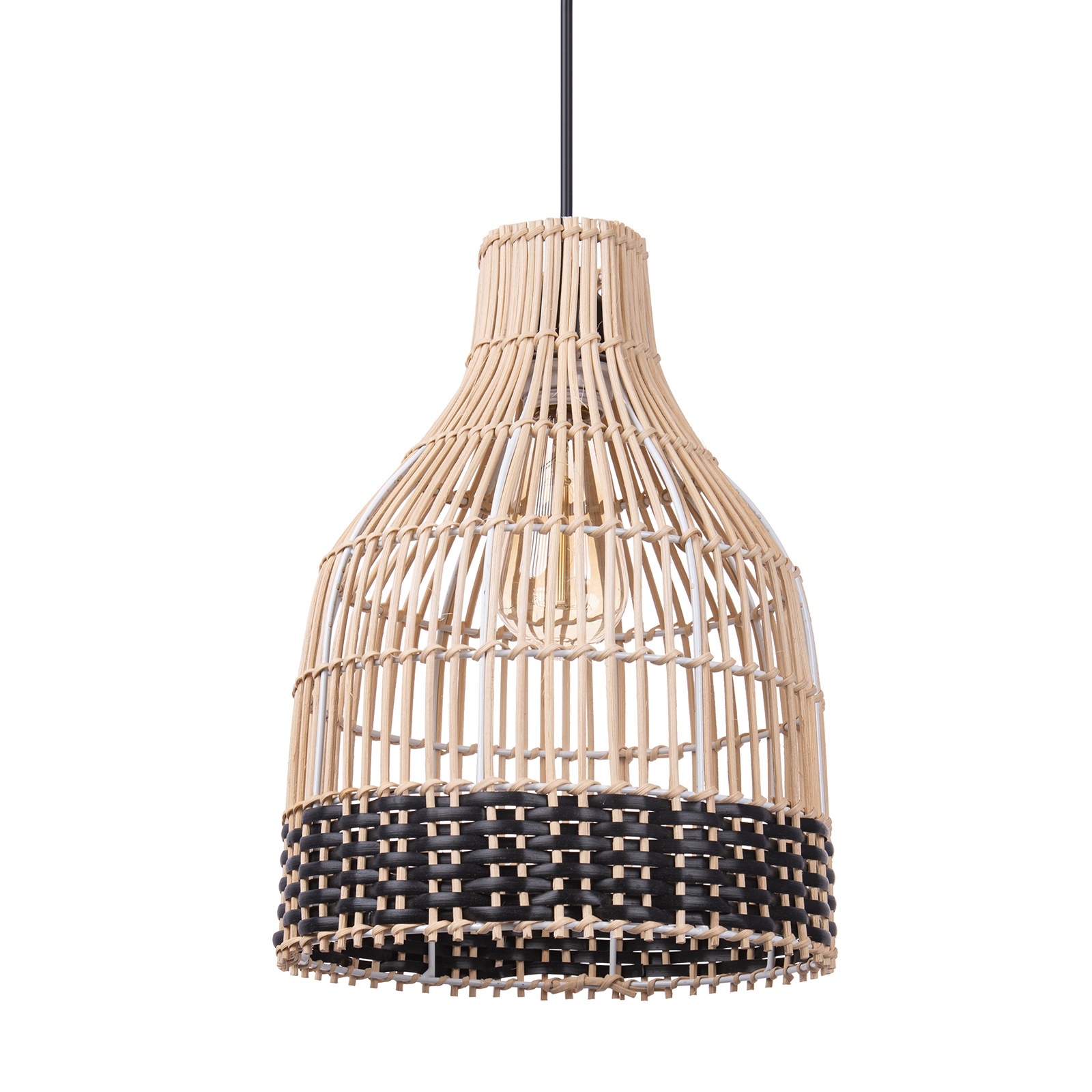 Black Rattan Woven Pendant Lampshade Hanging Light Fixture-labpiecesign