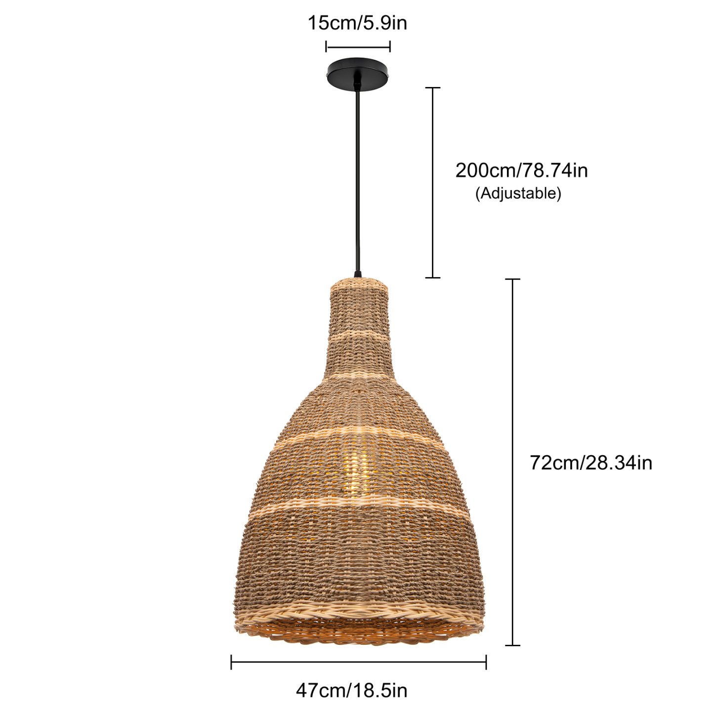 Wabi-sabi Straw Pendant Light Handmade Rattan Light-labpiecesign