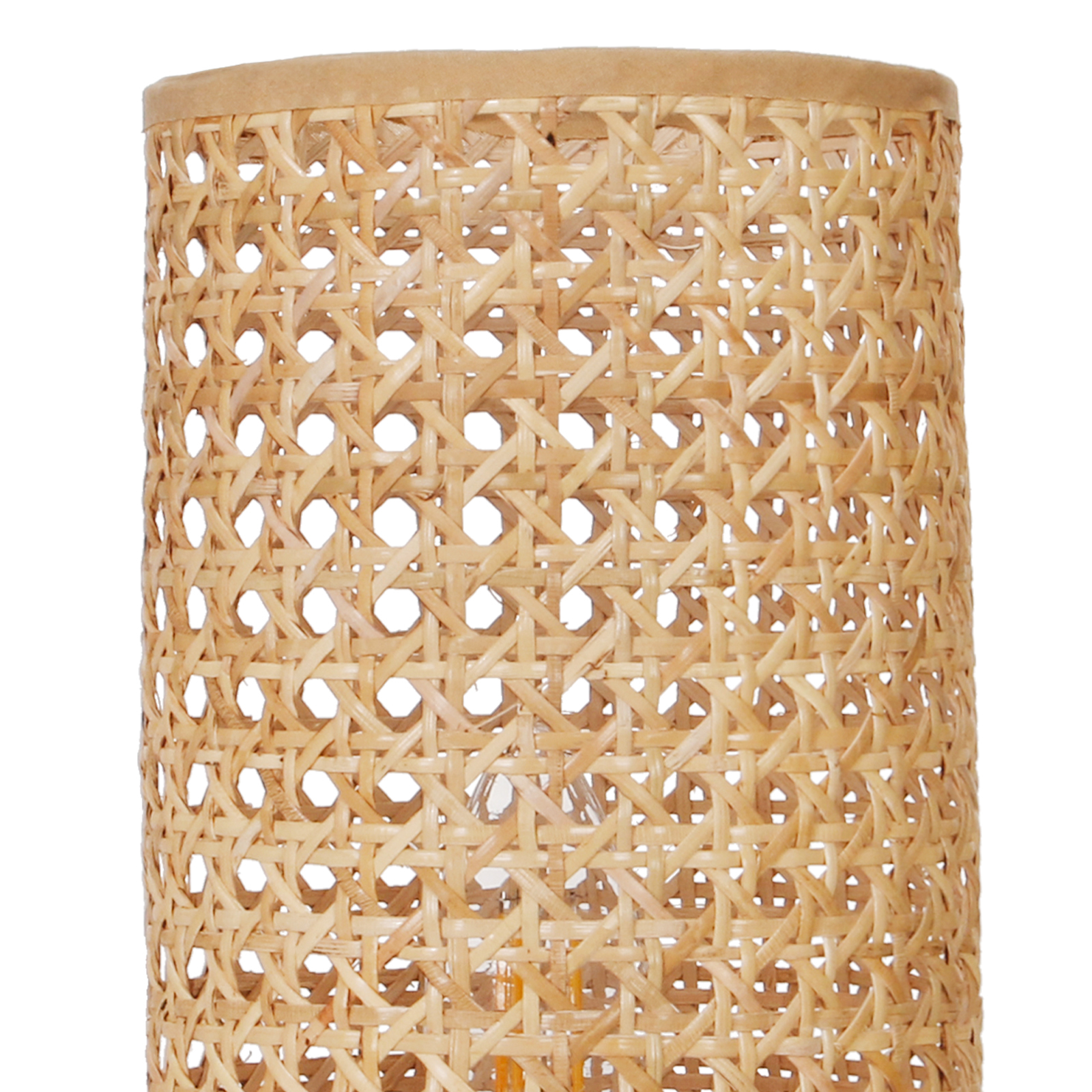 Woven Rattan Table Lamp with Black Metal Base for Bedroom and Living Room