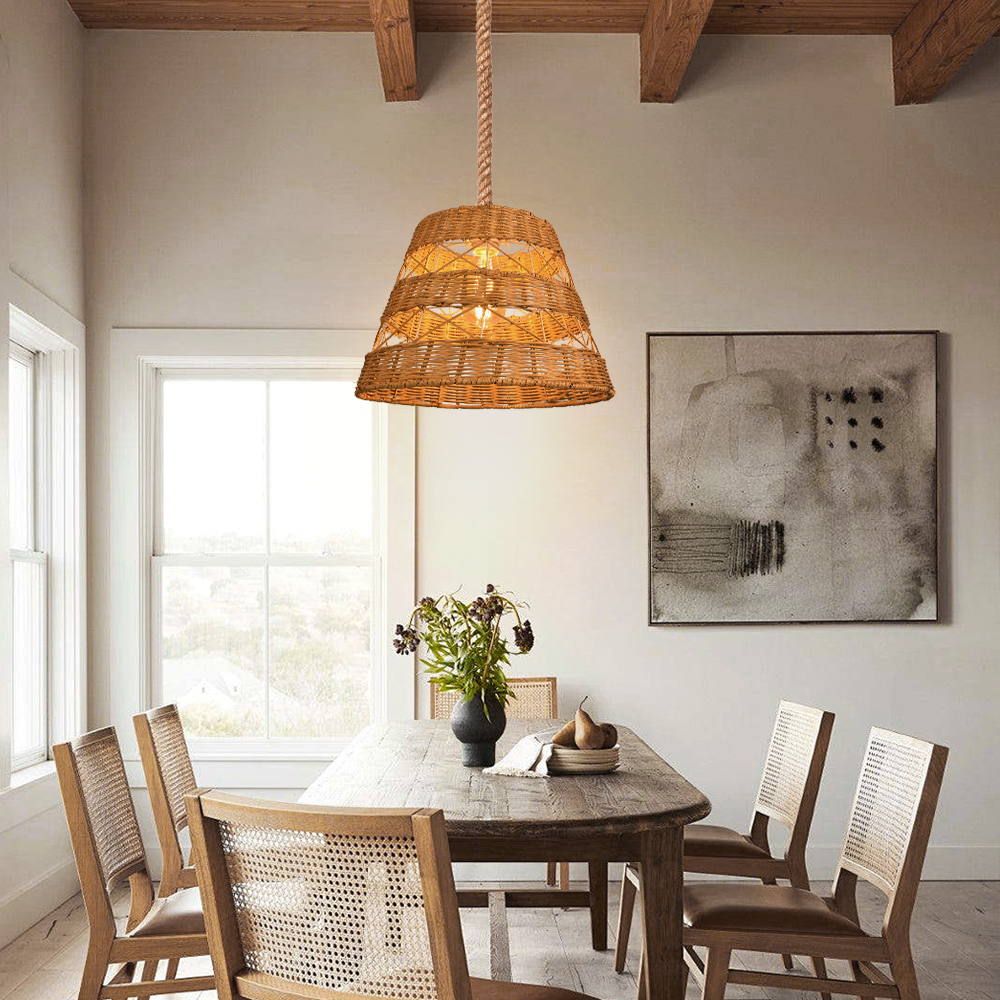 Bohemian style basket shaped art rattan lamp-labpiecesign