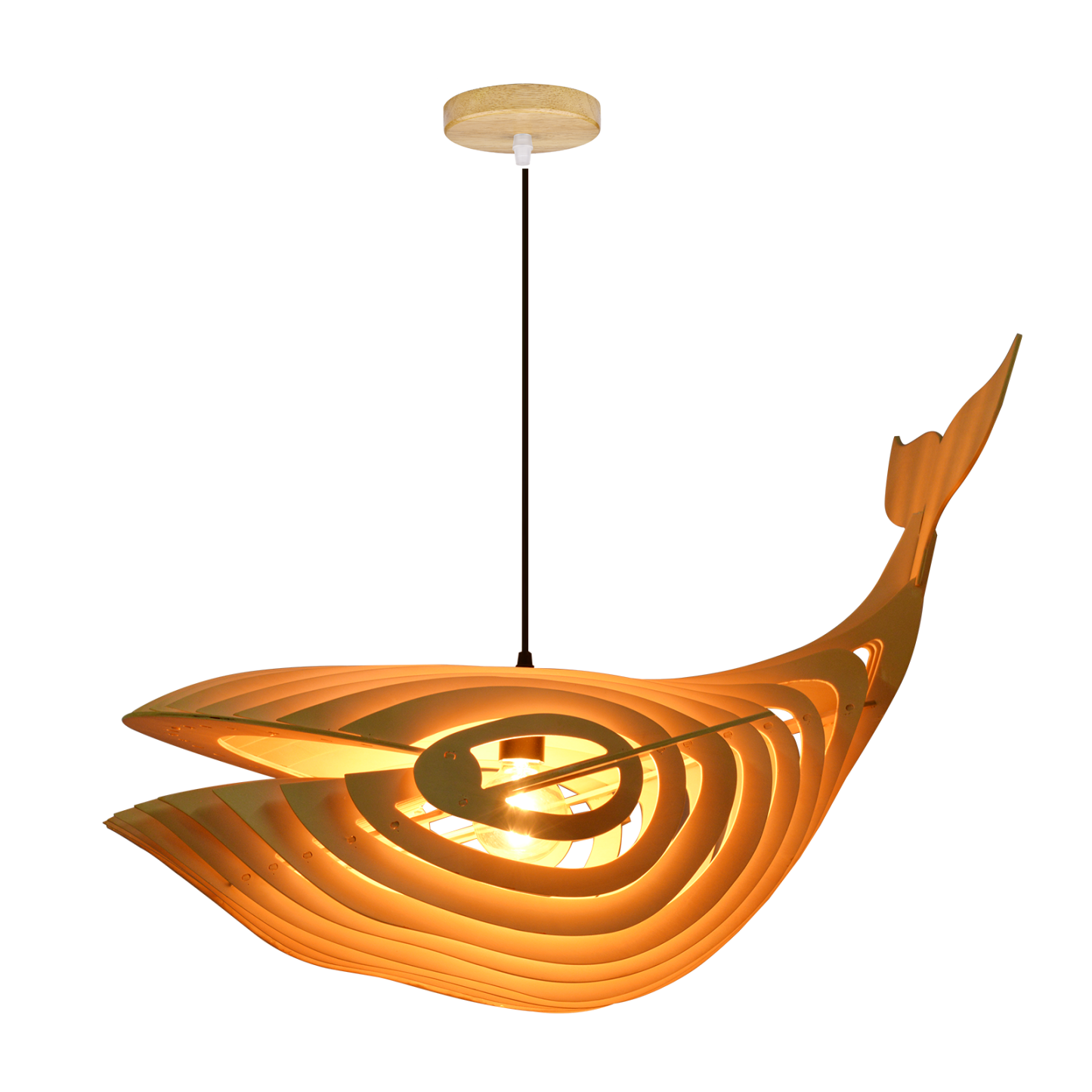 Creative Solid Wood Whale Fish Pendant Lamp for Home Decor Lamp