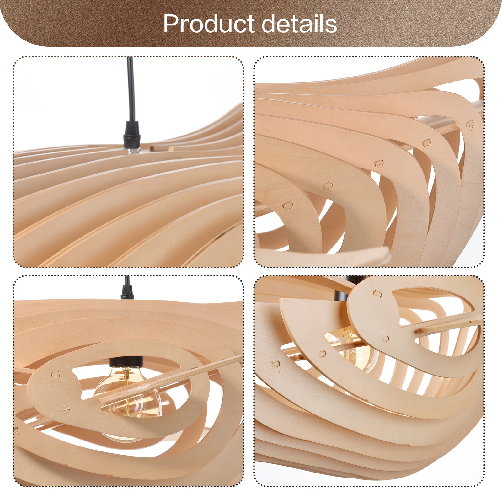 Creative Solid Wood Whale Fish Pendant Lamp for Home Decor Lamp