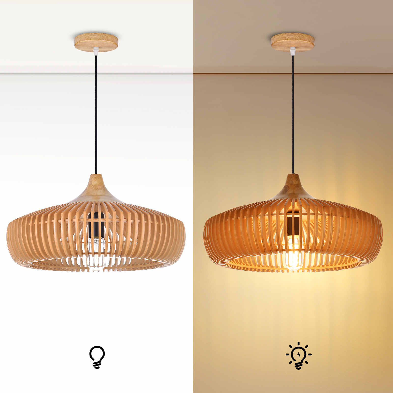 Vintage Solid Wood Pendant Light for Kitchen Island and Dining Room