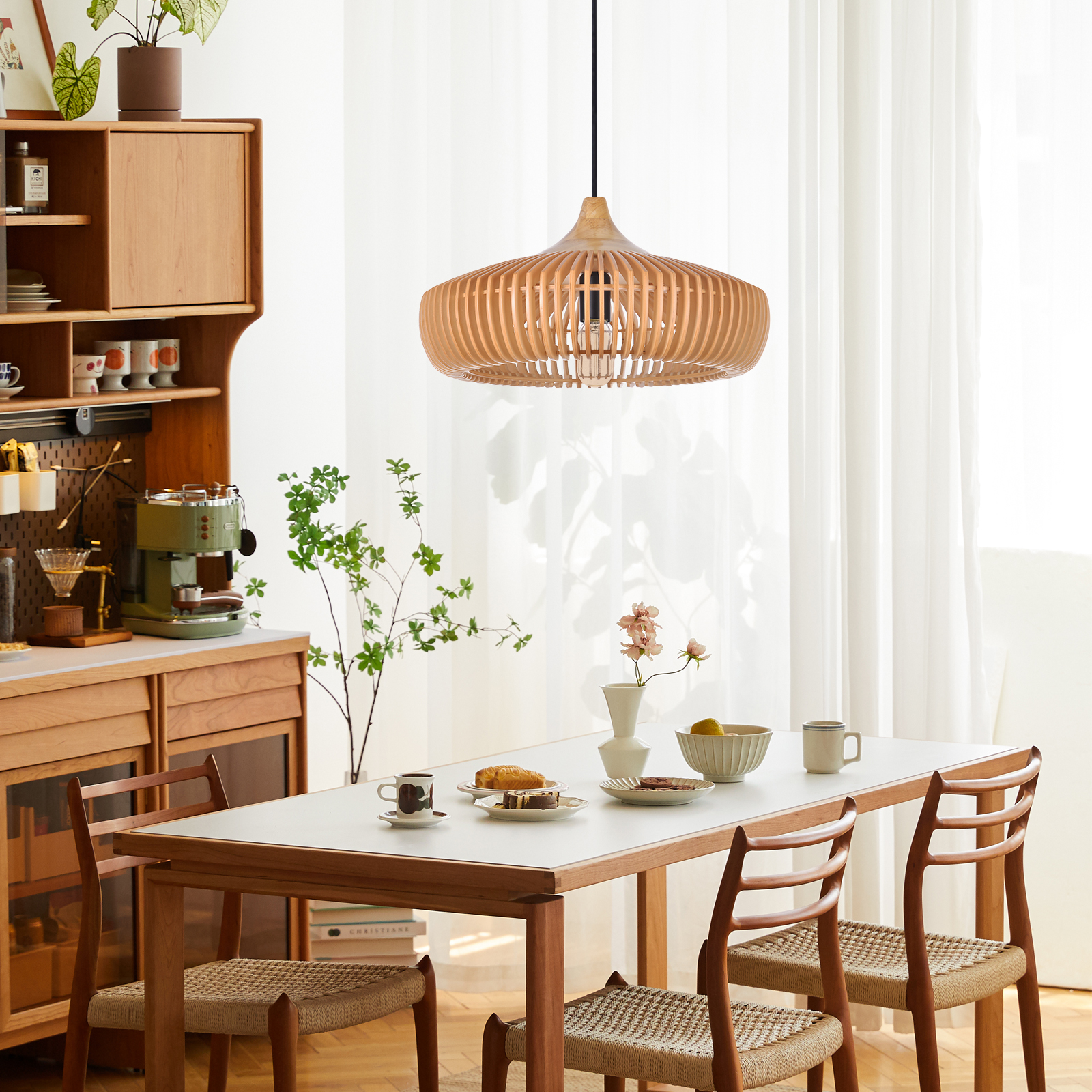 Vintage Solid Wood Pendant Light for Kitchen Island and Dining Room