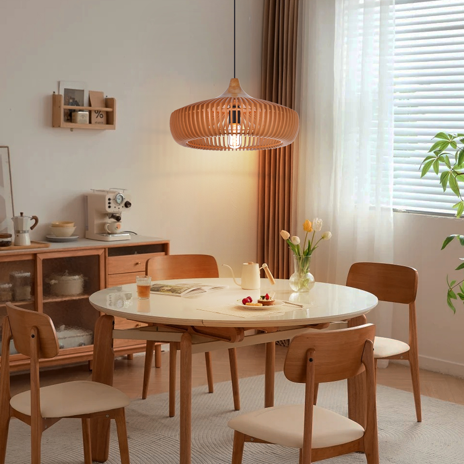 Vintage Solid Wood Pendant Light for Kitchen Island and Dining Room