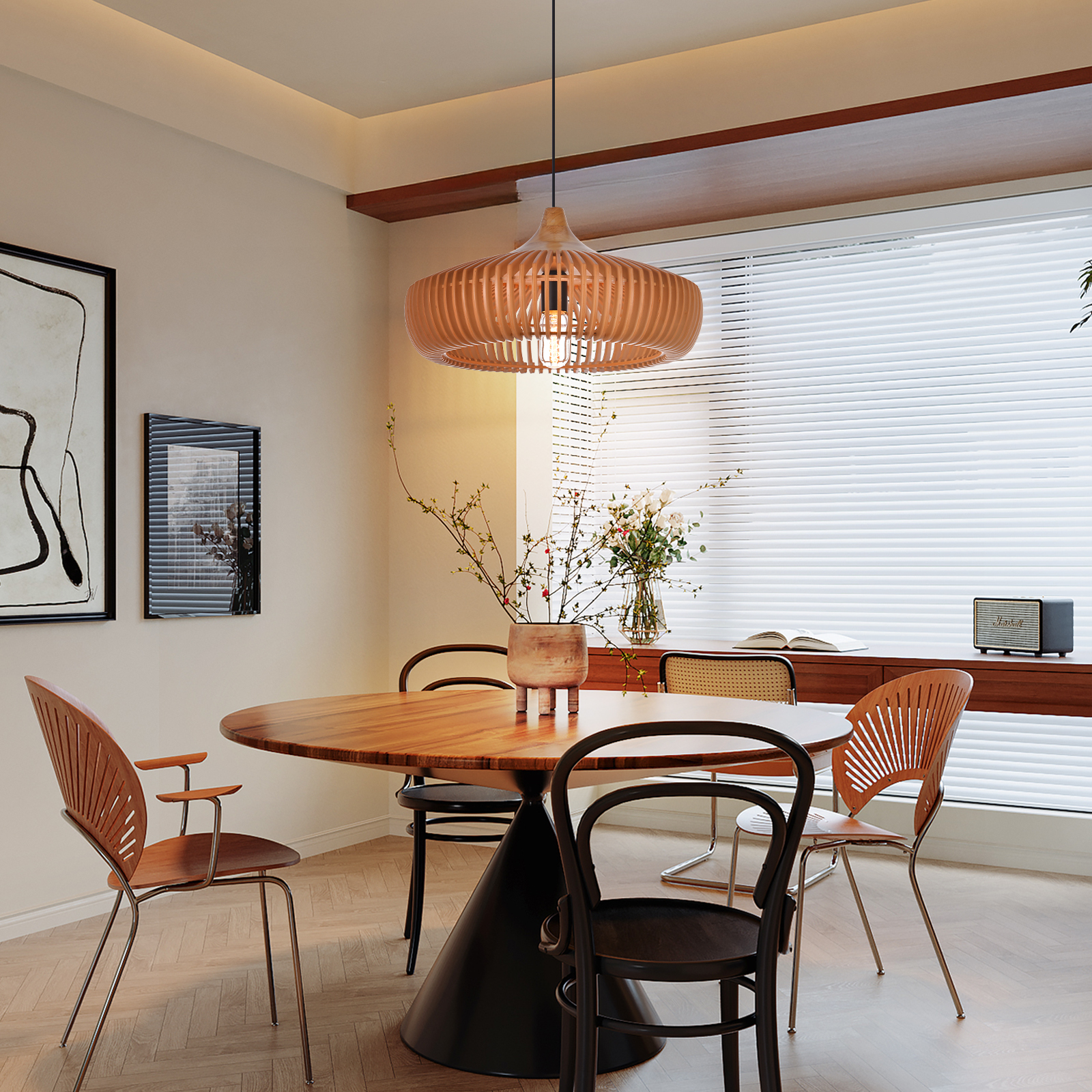 Vintage Solid Wood Pendant Light for Kitchen Island and Dining Room