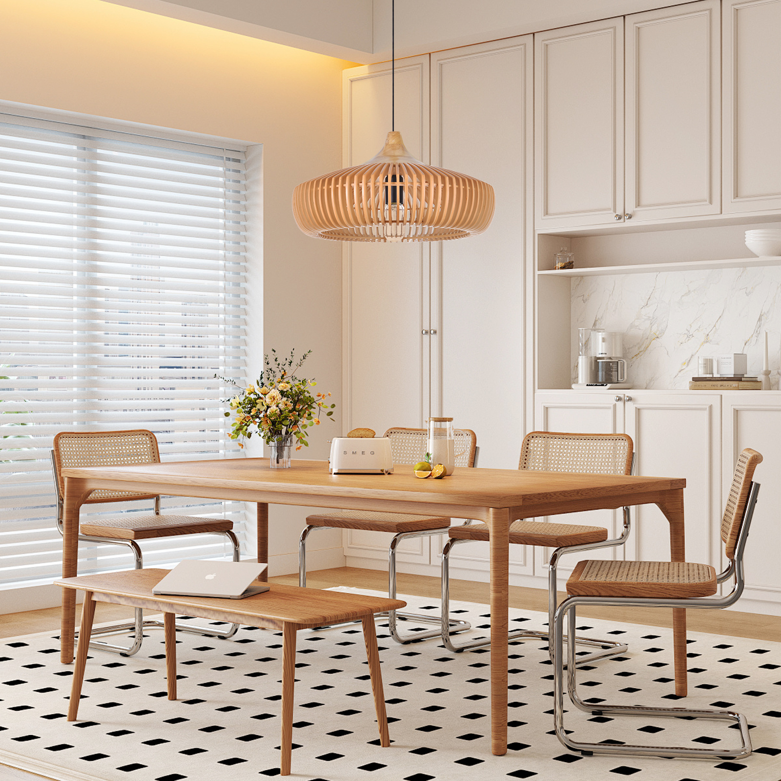 Vintage Solid Wood Pendant Light for Kitchen Island and Dining Room