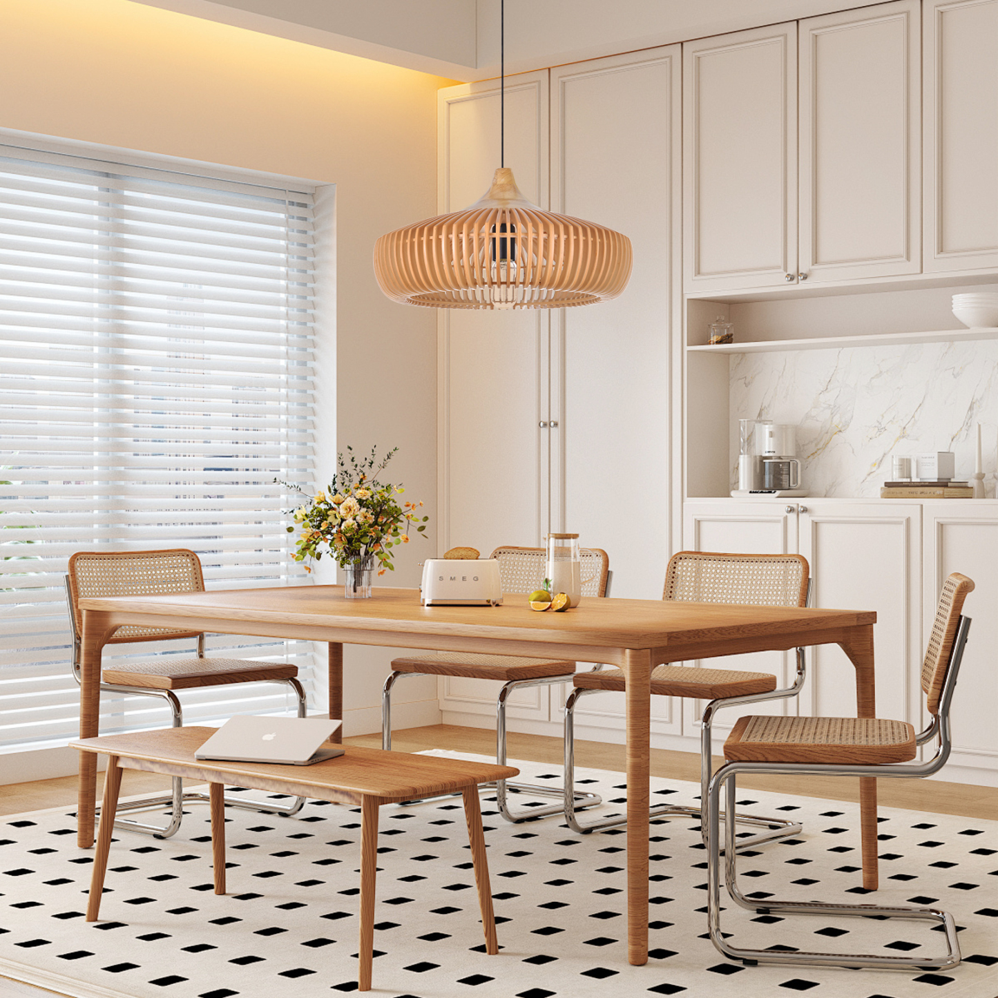 Vintage Solid Wood Pendant Light for Kitchen Island and Dining Room