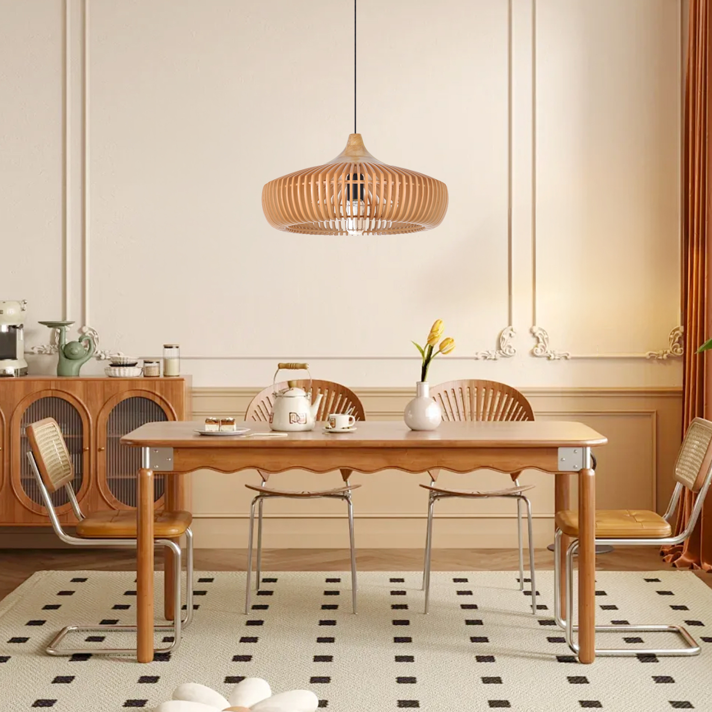 Vintage Solid Wood Pendant Light for Kitchen Island and Dining Room