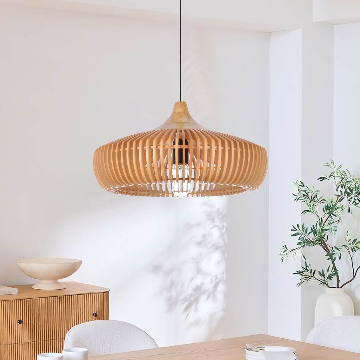 Vintage Solid Wood Pendant Light for Kitchen Island and Dining Room