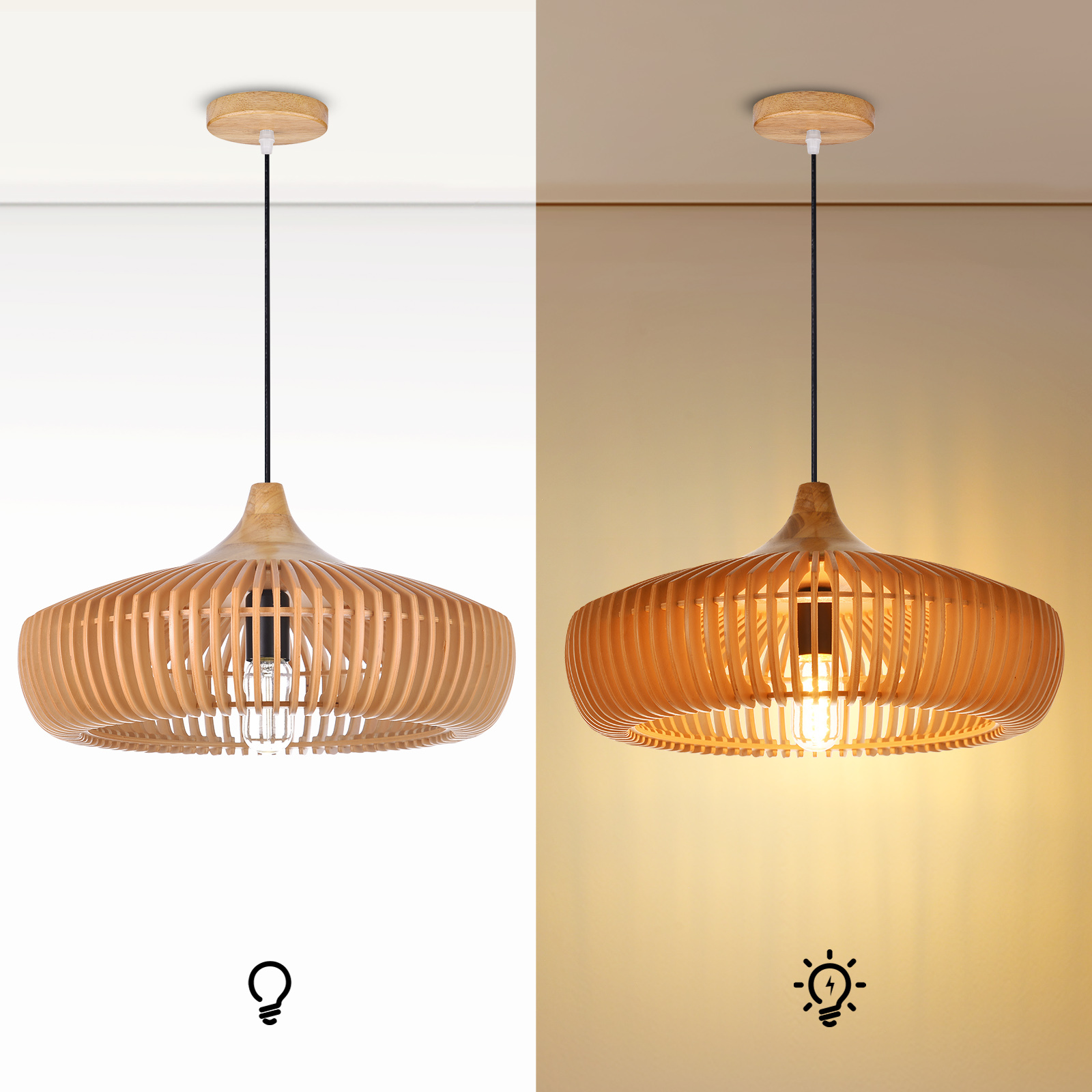 Vintage Solid Wood Pendant Light for Kitchen Island and Dining Room