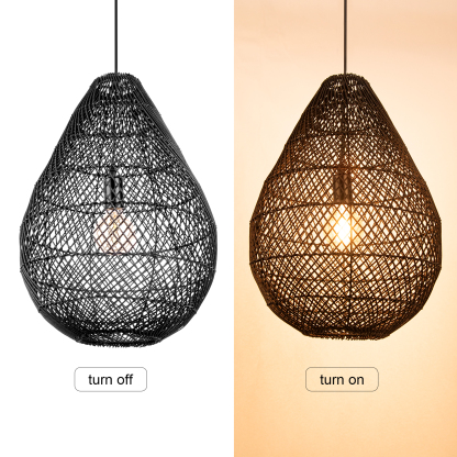 Rattan lamp drop, handmade rattan, ceiling lamp rattan, nature,black rattan-labpiecesign