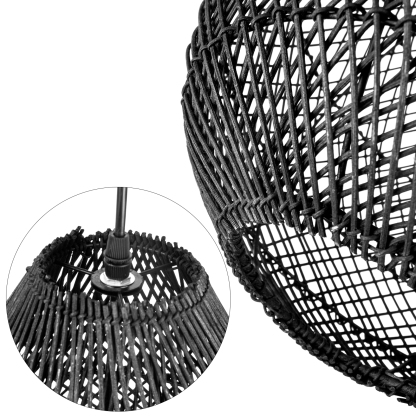 Rattan lamp drop, handmade rattan, ceiling lamp rattan, nature,black rattan-labpiecesign