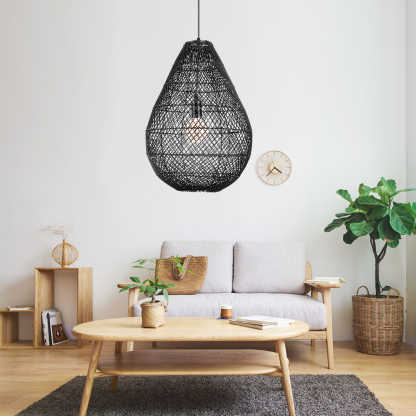 Rattan lamp drop, handmade rattan, ceiling lamp rattan, nature,black rattan-labpiecesign