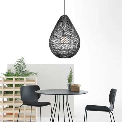 Rattan lamp drop, handmade rattan, ceiling lamp rattan, nature,black rattan-labpiecesign