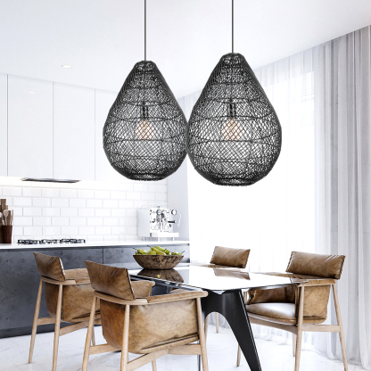 Rattan lamp drop, handmade rattan, ceiling lamp rattan, nature,black rattan-labpiecesign