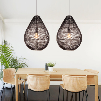 Rattan lamp drop, handmade rattan, ceiling lamp rattan, nature,black rattan-labpiecesign