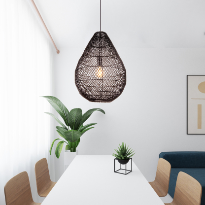 Rattan lamp drop, handmade rattan, ceiling lamp rattan, nature,black rattan-labpiecesign