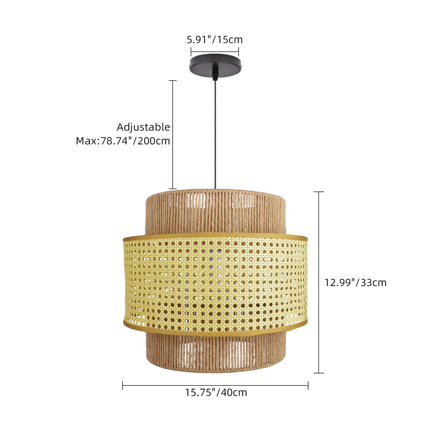 Japanese Wabi-sabi Style Rattan Double Layer Hemp Rope Pendant Light-labpiecesign