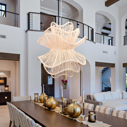Hemp rope three-layer creative chandelier-labpiecesign
