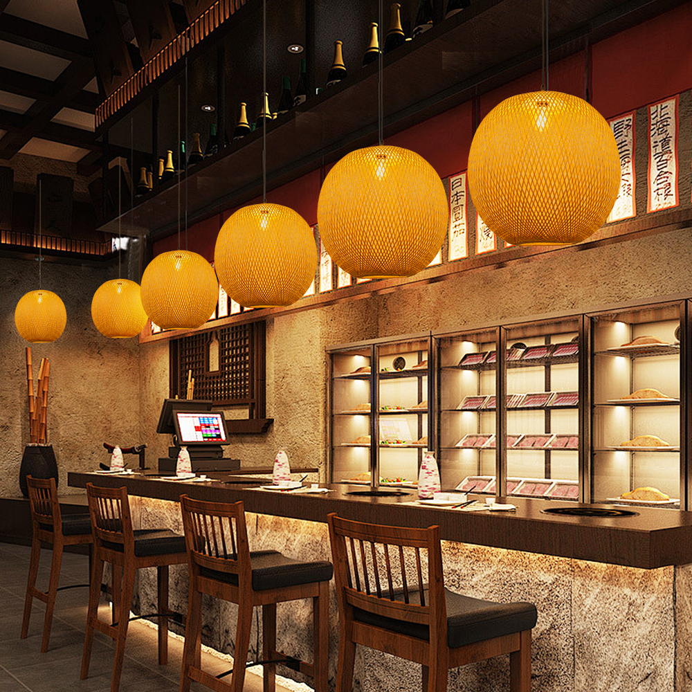 Bamboo Woven Chandeliers Decorative Pendant Lampshades