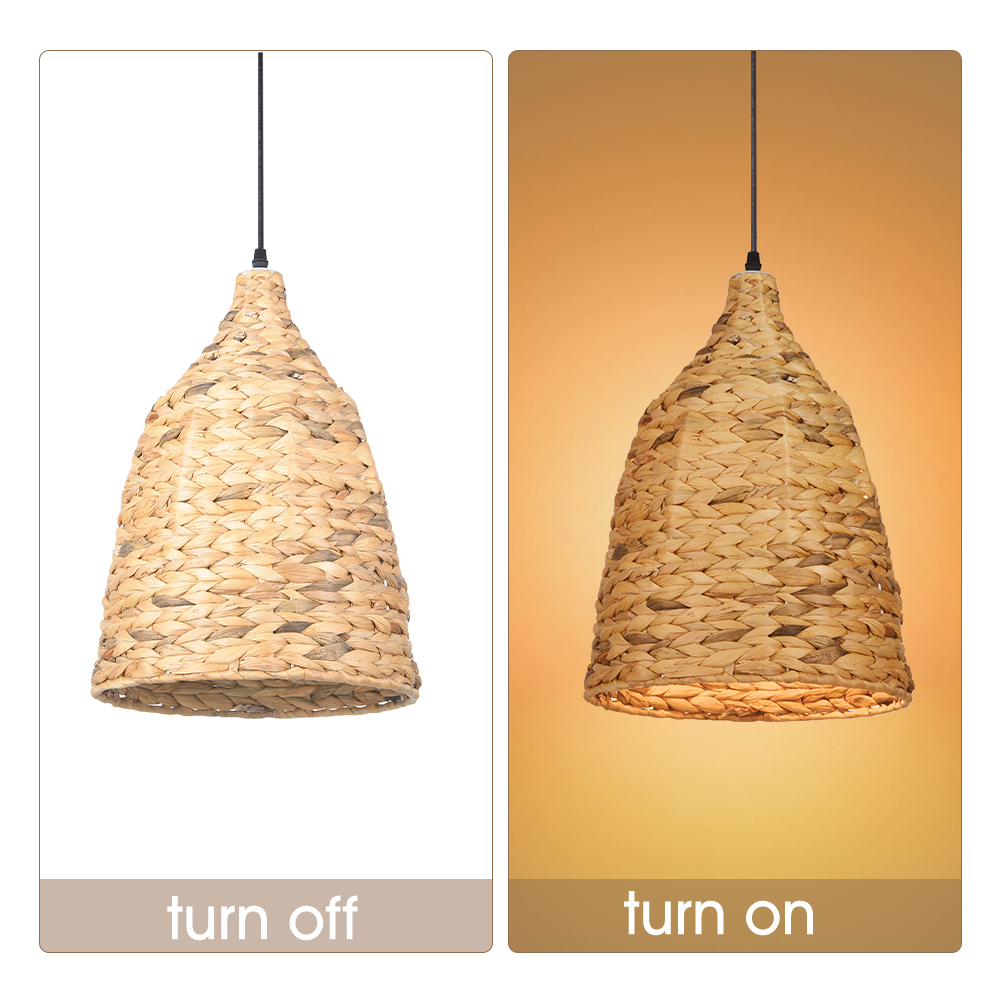 Boho style Seagrass Semi-circular Hand Woven Rattan Pendant Lights-labpiecesign