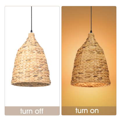 Boho style Seagrass Semi-circular Hand Woven Rattan Pendant Lights-labpiecesign