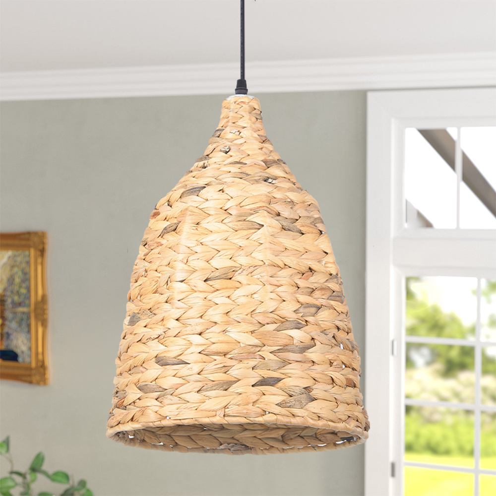 Boho style Seagrass Semi-circular Hand Woven Rattan Pendant Lights-labpiecesign