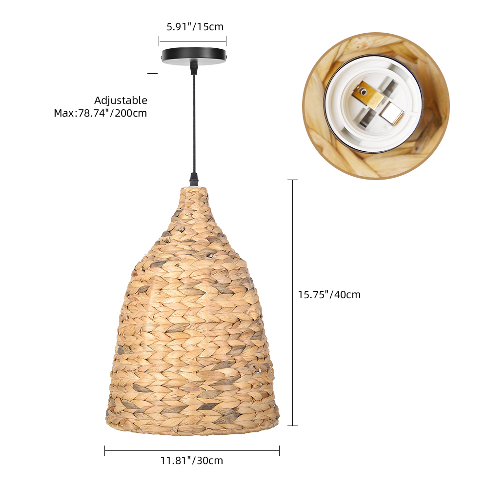 Boho style Seagrass Semi-circular Hand Woven Rattan Pendant Lights-labpiecesign