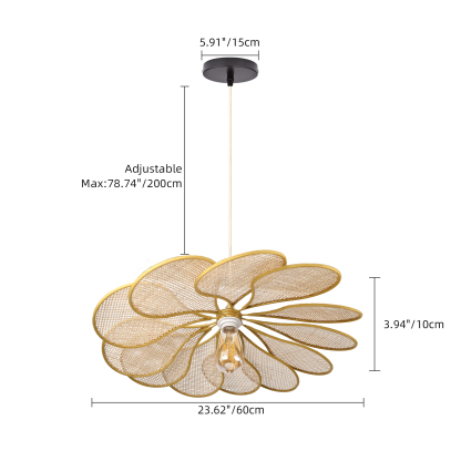 Round Flower Wicker and Rattan Pendant Ceiling Light-labpiecesign