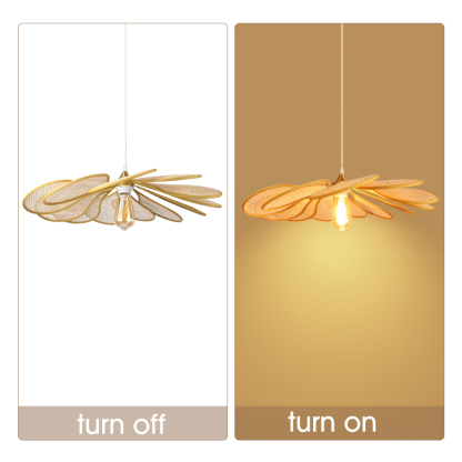 Round Flower Wicker and Rattan Pendant Ceiling Light-labpiecesign
