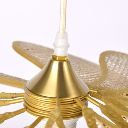 Round Flower Wicker and Rattan Pendant Ceiling Light-labpiecesign