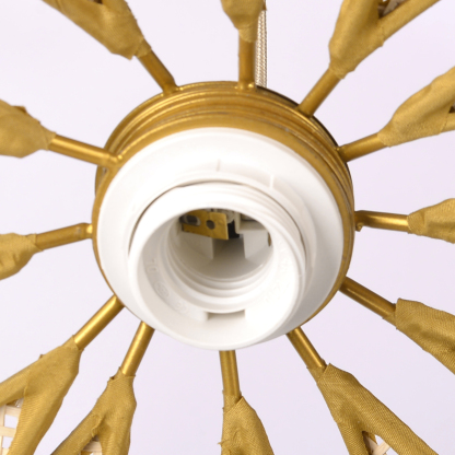 Round Flower Wicker and Rattan Pendant Ceiling Light-labpiecesign