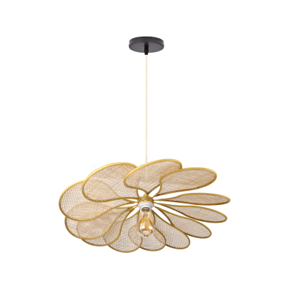 Round Flower Wicker and Rattan Pendant Ceiling Light-labpiecesign
