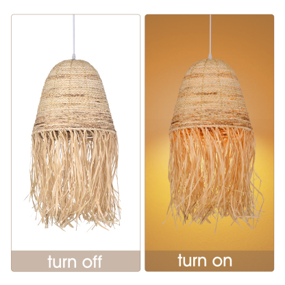 Pastoral style creative raffia straw hanging light shade-labpiecesign