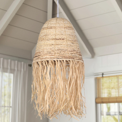 Pastoral style creative raffia straw hanging light shade-labpiecesign