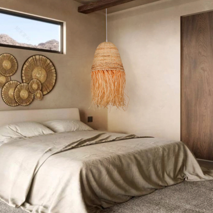 Pastoral style creative raffia straw hanging light shade-labpiecesign