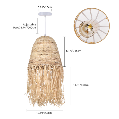 Pastoral style creative raffia straw hanging light shade-labpiecesign